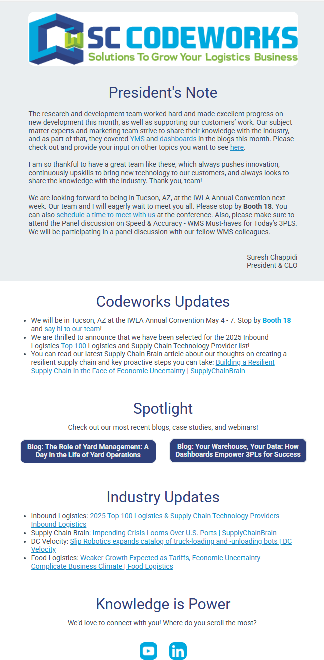 May newsletter